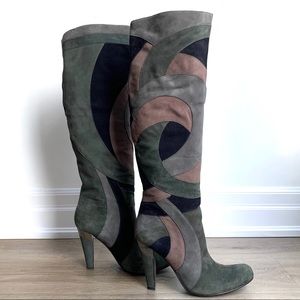 Aldo Patchwork Genuine Leather high boots grey pink navy